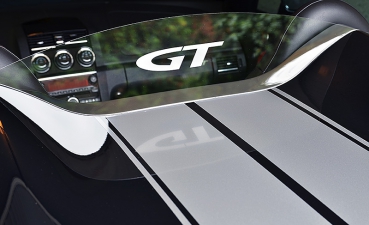 Removeable wind deflector clear with solid "GT" logo